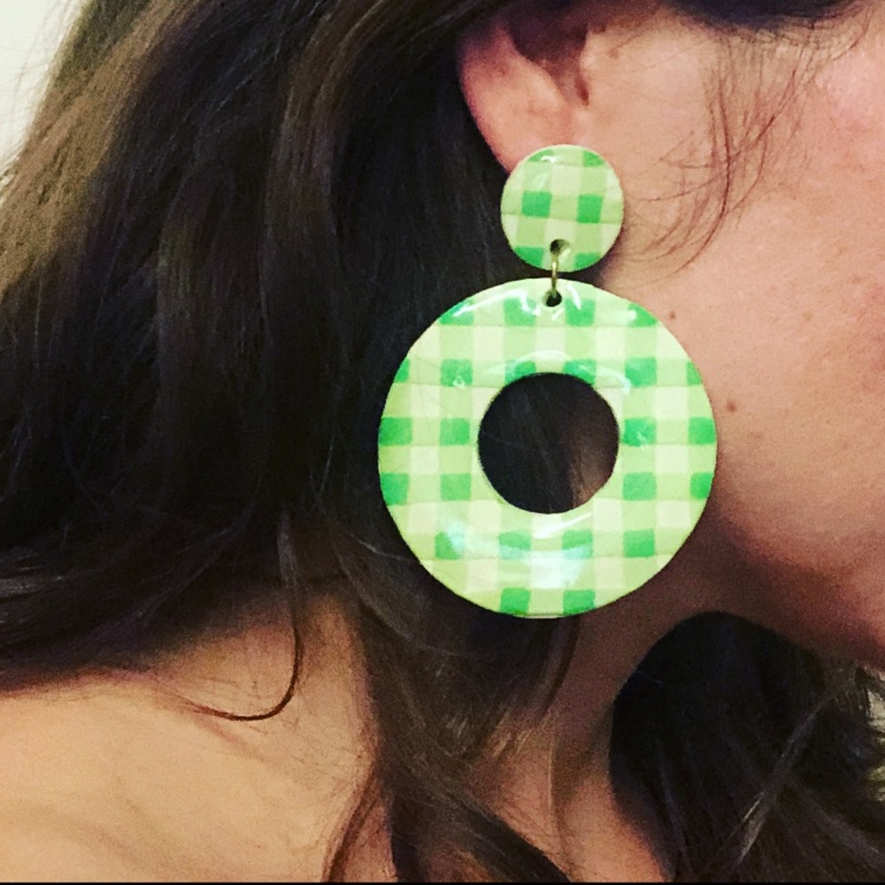 Blush Daisy XL Gingham Earrings